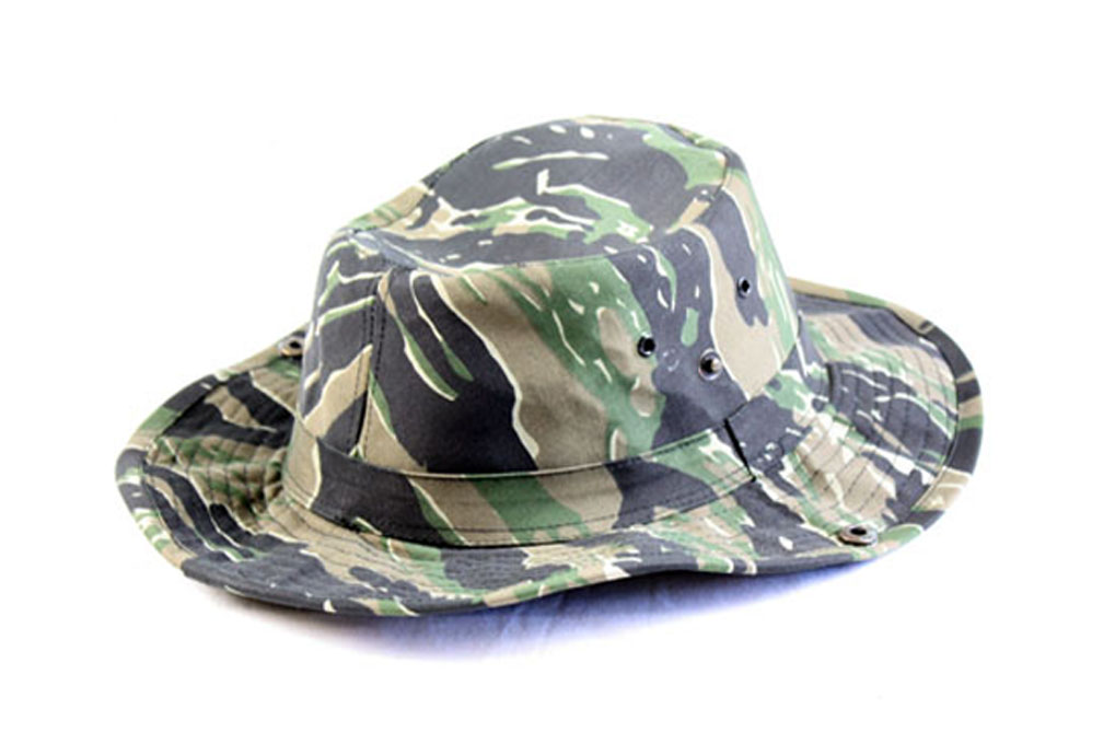 Camouflage Bush Hat  Western Cowboy Style with Adjustable Chin Strap Clip up Brim 