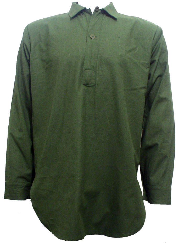 Swedish Army Shirt  Cotton Long Sleeve 3 Button Collar 