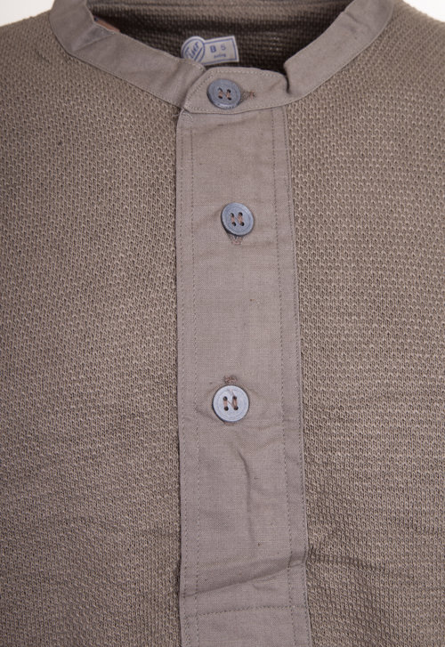 Swedish Grandad Shirt M39  Mesh Button Collar Waffle Shirt 