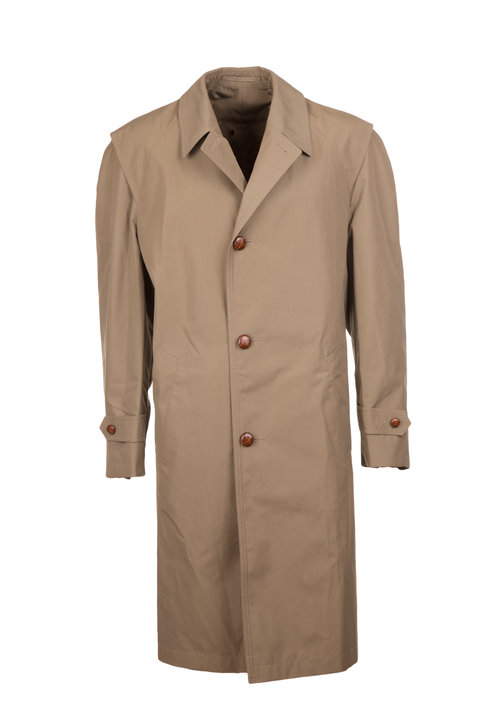 Mens Overcoat Rainmac  Single Breasted Leather Buttons 