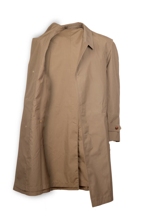 Mens Overcoat Rainmac  Single Breasted Leather Buttons 