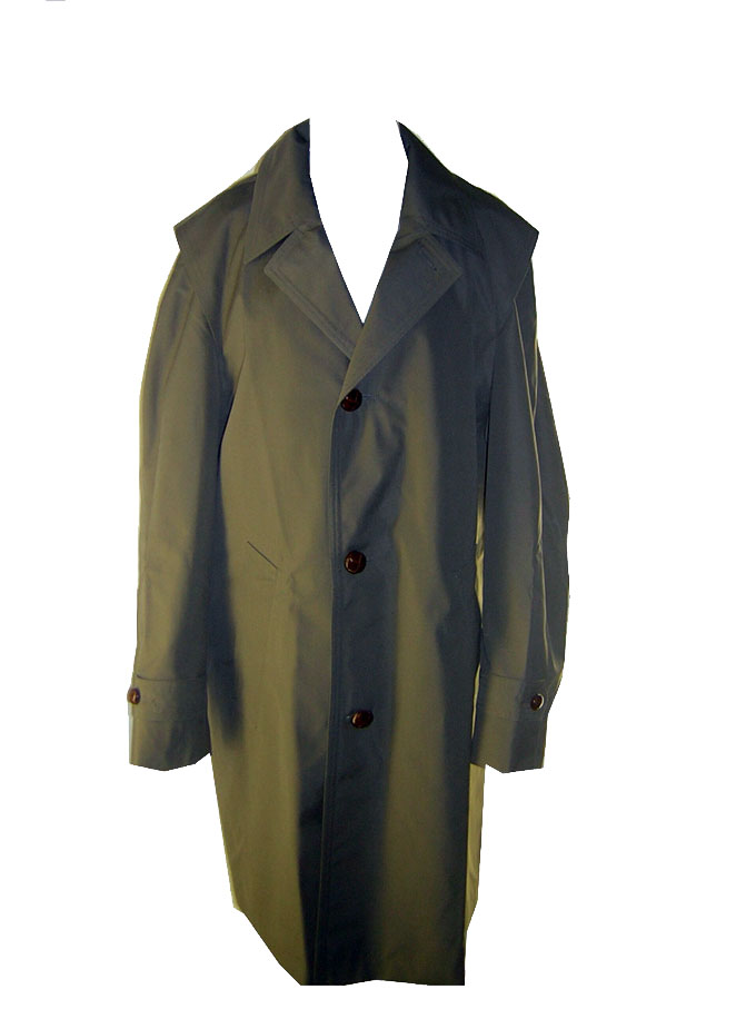 Mens Overcoat Rainmac  Single Breasted Leather Buttons 
